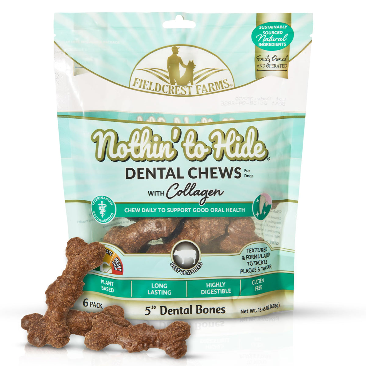 Dental Chews for Dogs, Gluten Free, Natural Ingredients, Help Reduce Tartar and Plaque (5", Bone)