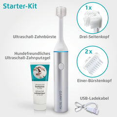 Cleanyteeth Ultrasonic Dog Toothbrush Starter Kit – Toothpaste and Brush Alternative – Teeth Cleaning Products for Tartar Removal – Dog Toothbrush and Toothpaste Kit for All Breeds