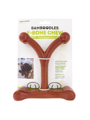 Bamboodles Y-Bone Dog Chew Toy | Bacon Flavour | Durable Chew for Small Dogs | Long Lasting Natural Dog Toy to Help Support Healthy Chewing