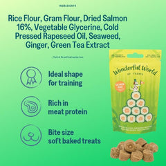 Wonderful World of Treats Variety Dog Treat Pack - 6 Flavours, Beef and Chicken Burgers, Salmon Maki, Pepperoni and Meat Feast Pizza, Carrot Cake 6 x 50g treat bags