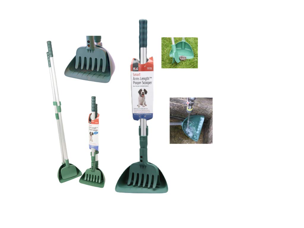 MDC Arms Length Pooper Scooper for Dogs – No-Bend Pet Waste Picker with Rake and Scoop – Ideal for Grass or Paths – Easy Clean Garden Waste Remover – Long Handle & Lightweight Design
