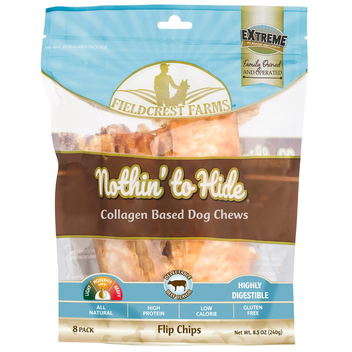 Nothing to hide Collegan Dog Chews (8 Flip Chips, Beef)
